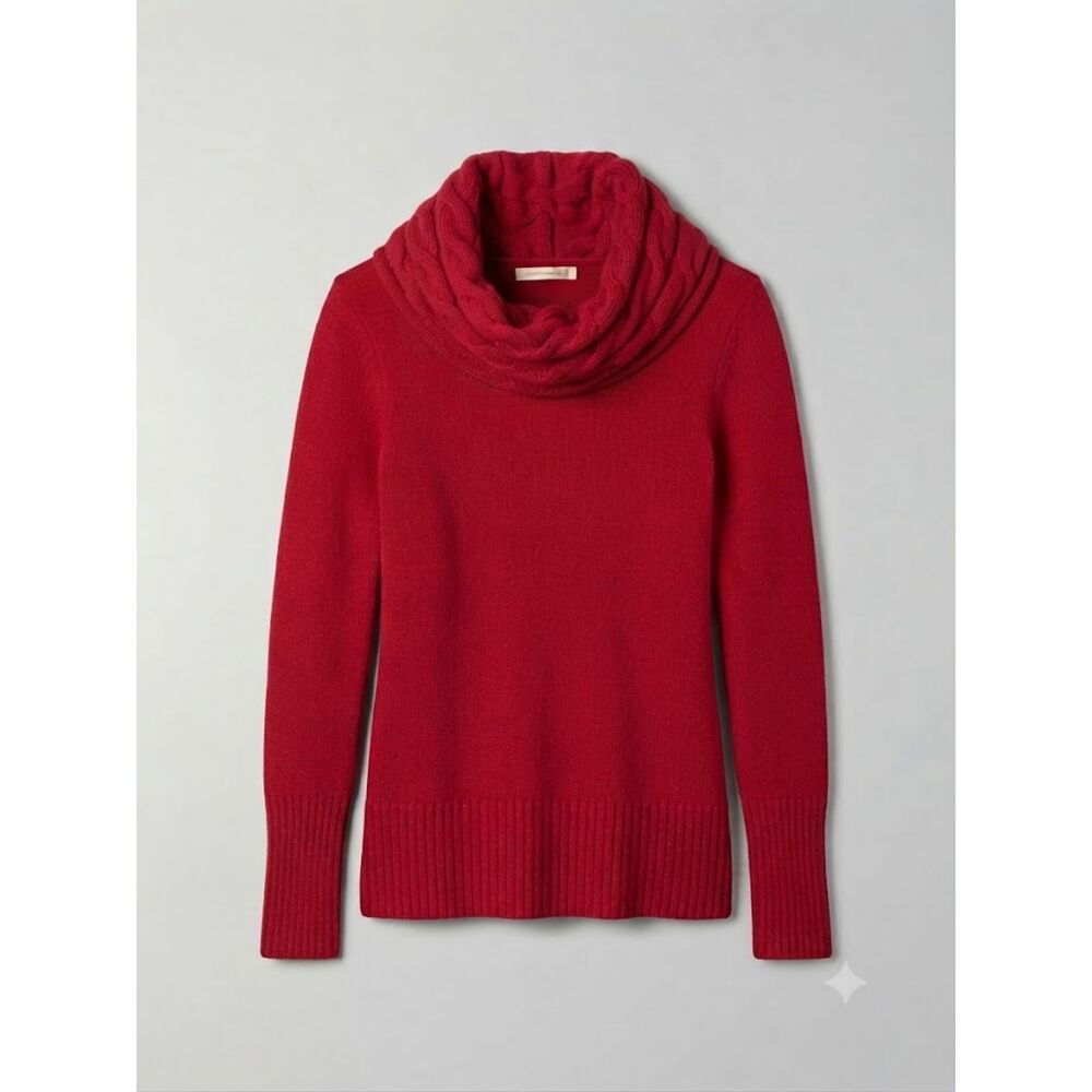 Banana Republic Women's Red Cable Knit Cowl Neck Sweater Size Small S